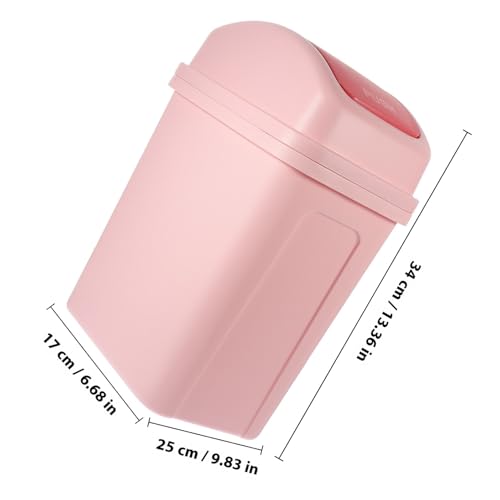 Caneca de basura de cocina grande con tapa abatible rosa miniatura 2