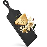 Bamodi | Extra Long Acacia Wood Cutting Board with Round Handle - Versatile Charcuterie and Cheese Board - Durable Wooden Chopping Board - Elegant Black Design for Modern Kitchens - 23.6''L x 8''W