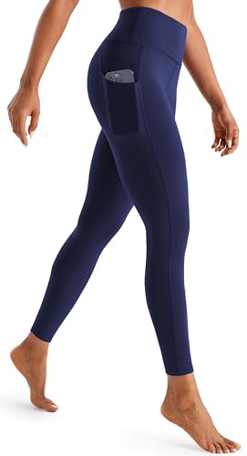 Persit Sport Leggings Damen mit Taschen High Waist Blickdicht Sporthose Yogahose Lang Laufhose Gym Leggins Tights Blau S