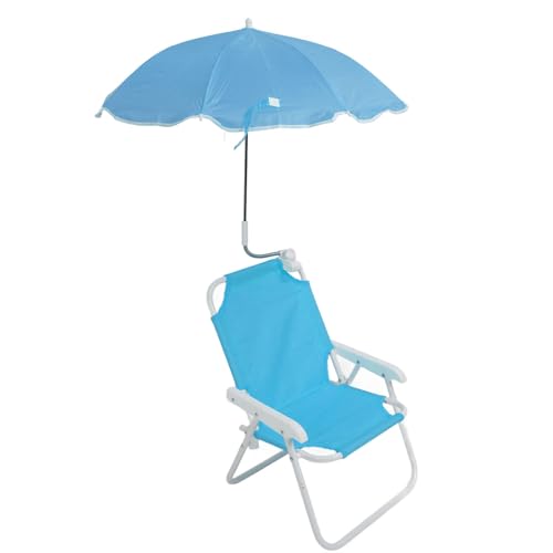 VBESTLIFE Kinder-Strand-Klappstuhl, Kinder-Campingstuhl, Rasen-Sandstuhl mit Sonnenschirm Im Freien für Outdoor, Picknick, Leicht und Robust (Blue)