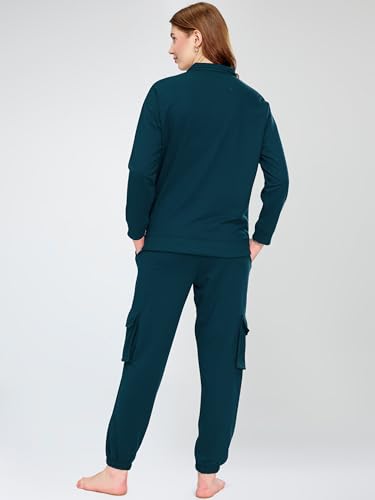Image of ZEYO Women's Cotton Track Suit Star & Typography Printed Sweatshirt Co-ords Set 5826