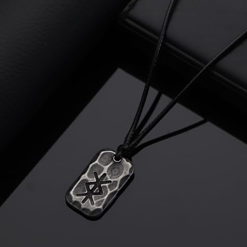 Ankiyabe Stainless Steel Norse Viking Rune Pendant with Adjustable Braided Rope Good Luck/Love/Strenght/Health Viking Symbol Necklace for Men Women3