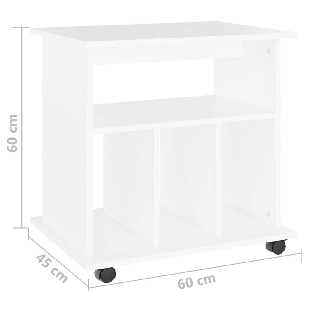 vidaXL Mobiletto con Rotelle Bianco 60x45x60 cm in Truciolato