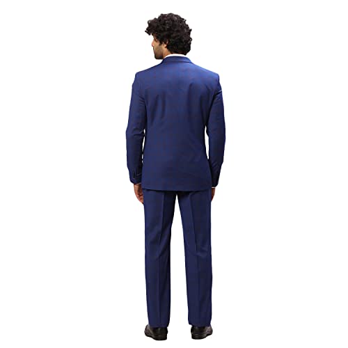 Image of Park Avenue Men's Regular Fit Poly Viscose Blend Notch Lapel Checks Pattern Full Sleeve Dark Grey Formal Suit