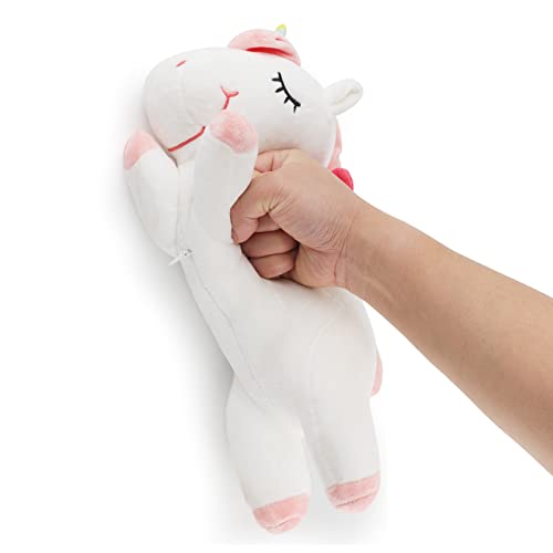 Anboor Unicorn Stuffed Animals, Cute Soft Unicorn Plush For Girls Gifts Easter Stuffers Party Favors Hugging Unicorn Pillow With Rainbow Wings (11.8 Inch, White) #TOP5