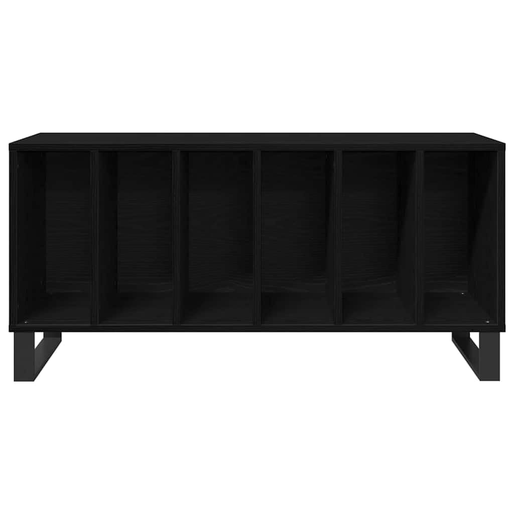 Armadietto per vinili, effetto rovere nero, 100 x 38 x 48 cm, in legno con 6 ripiani, mobile multimediale e mobile basso per soggiorno, home theater, TV, DVD, CD, vinile, console di gioco