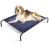 RELAX4LIFE Erhöhtes Hundebett aus Eisen, Hundeliege für Garten und Indoor, Haustier Liegeplatz, Hundesofa Schlafplatz, Haustierbett für Hunde und Katze, belastbar bis 40 kg (110 x 80 x 18 cm)