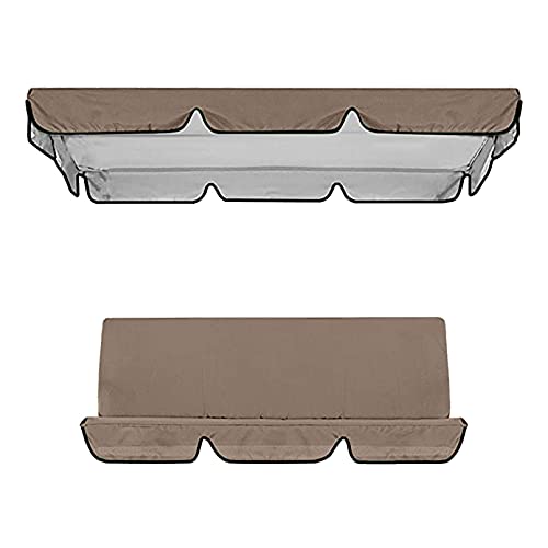 2/3 Plazas Columpio Jardín Tipo Balancín Metal Mecedora Toldo Exterior Regulable (1 × Cubierta Superior del Columpio (164 × 114 × 15 cm) + 1 × Funda de Asiento (130 × 140 × 8 cm), Coffee) Cover