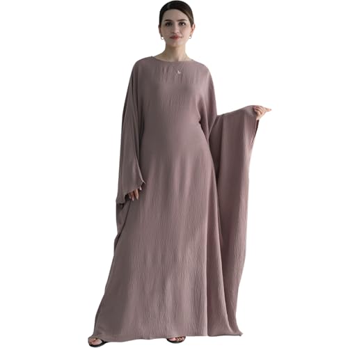 Women Muslim Abaya Dress 1Piece Bat Sleeve Islamic Maxi Robe Fashion Jilbab for Women Eid Kaftan Muslim Robe