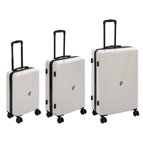 5 five simply smart 5Five - Lot de 3 Valises Rigides ABS à roulettes pour Soute Beige - Set de Bagages de Voyage 8 roulettes 360°, Serrure TSA,