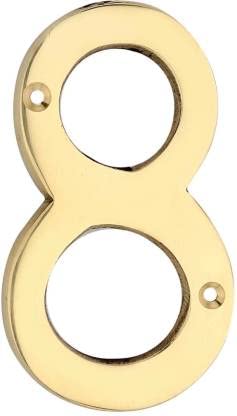 Coral Metal Crafts solid Brass Number 6 Inch House Door Hotel School Number 8 Yellow (Polish Lacquered)-image-3
