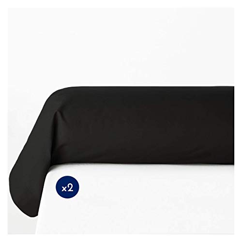 Taies de traversin 85x185 cm 100% Coton, Lot de 2, Noir, Douces, résistantes et Respirantes, Home...