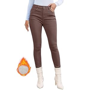 Vetinee Fleece Lined Jeans for Women High Waisted Skinny Winter Warm Slim Fit Thermal Jean Pants Stretchy Denim Jeggings