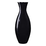 Handcrafted Sustainable Bamboo Vase - Decorative 20-Inch-Tall Teardrop Floor Vase for Silk Plants, Flowers, and Filler Decor by Villacera (Black)