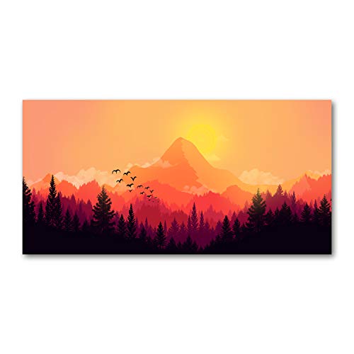 Toile paysage de montagne orange 120x60 deco murale Tulup