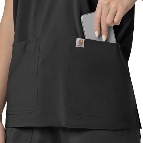 Carhartt Force Cross-Flex Women's Oversized V-Neck Scrub Top, Black, M - image 6