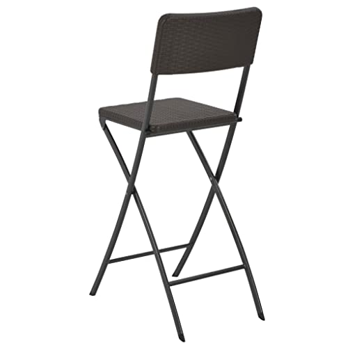 Chaise de bar pliante haut de gamme en acier marron et polyéthylène aspect rotin - 6