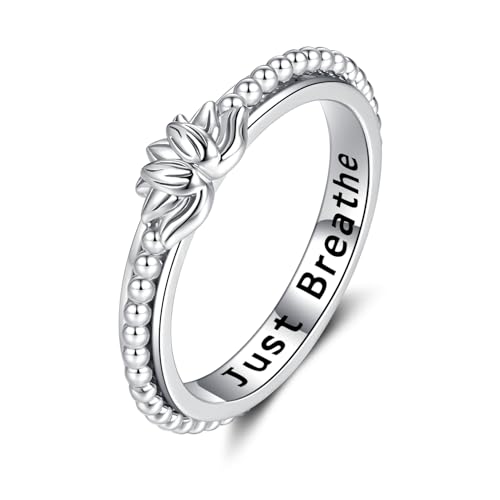 Step Forward 925 Sterling Silver Lotus Fidget Ring with Spinner for Anxiety for Women Teens - Jewelry Gifts for Worry & Boredom Relieving for ADHD Autism by Step Forward - Used condition - US$20.52