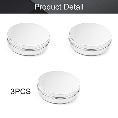 Image of Othmro 3pcs 3.4oz Metal Round Tins Aluminum Tin Cans Containers with Screw Lid, 83 * 23mm(DxH) Silver tin cans for Salve, Spices, Lip Balm, Tea or Candies 100ml