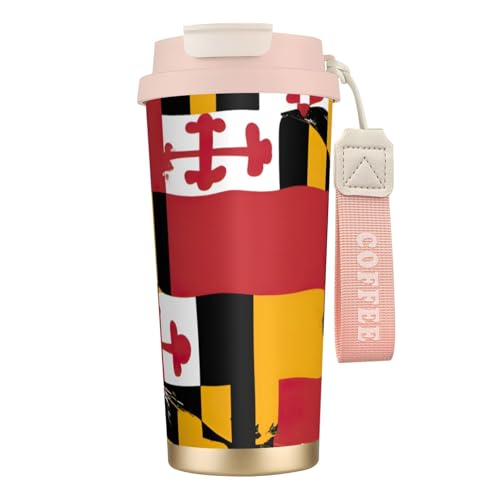 CPAQasg Taza de café de acero inoxidable con estampado de la bandera de Maryland para bebidas, para camping, oficina, viaje