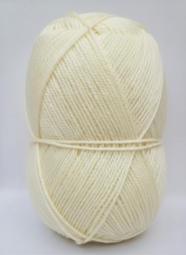 Image of Vardhman BigBoss Knitting Yarn - 200g Ball, 575m, 84% Acrylic + 16% Nylon, 3-Ply DK Weight, Soft & Durable Wool for Knitting, Craft, babywear, blanket, winter wear; threads for crochet hook needle - Boss-15 - Cream