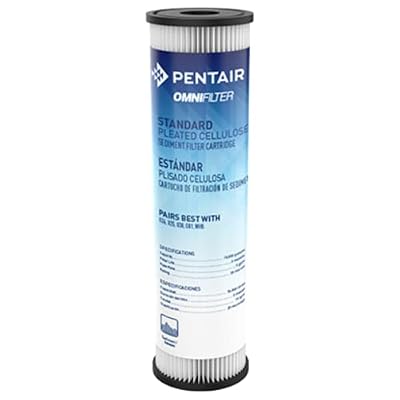 Pentair OMNIFilter RS1 Sediment Water Filter, 10-Inch, Standard Whole House Pleated Cellulose Sediment Replacement Filter Cartridge, 10" x 2.5", 20 Micron, Pack of 1