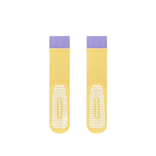 svlftecon Women Yoga Pilates Socks with Grips Non Slip Full Toe Cotton for All Seasons Crew Socks Series 14