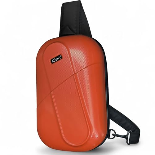 Image of Tukzer ABS Hard Shell Sling Bag Aliens Series 180Open Crossbody Side Shoulder Bag for Mens, Women, Office,Travel,Everyday Mini Backpack for iPad,Tablet,Smartphone,Charger,Headphone,HDD,Camera(01-RED)