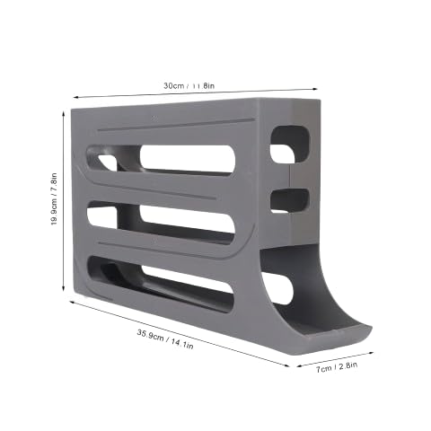 Image of Plastic Automatic Rolldown Refrigerator Rectangular 4 Tier Egg Rolling Dispenser, Holds Up To 30 Eggs, Holder For Fridge Storage - Grey (GRAY)