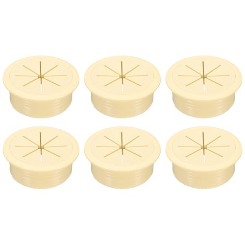 uxcell 6 Pcs Desk Grommet, 2.09 inch 53mm Desk Cable Hole Cover Wire Hole Insert for Home Office Table Cabinet Cord Organizer, Beige