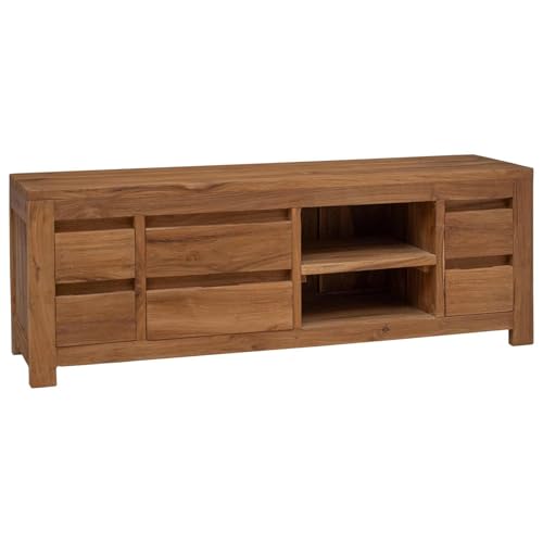 vidaXL Meuble TV 110 x 30 x 40 cm Naturel Bois de Teck Massif,