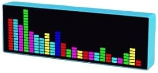 Analizador de espectro de audio – 384 LED 5V-Reloj electrónico de espectro musical LED colorido – Controlado por voz – Ecualizador gráfico digital de luz rítmica – Ecualizador estéreo (azul)