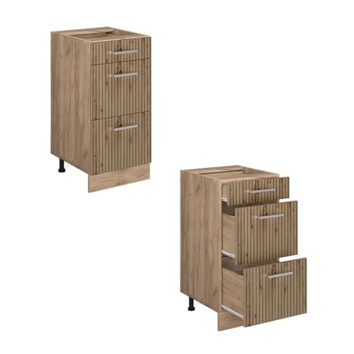 Vicco Mobiletto Base Per Cucina Rovere Artigianale 40 Cm Pl Marmo - 6