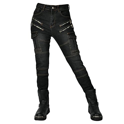 HOMDECR Damen Slim Fit Motorrad Jeans Mit Protektoren Knie Und...