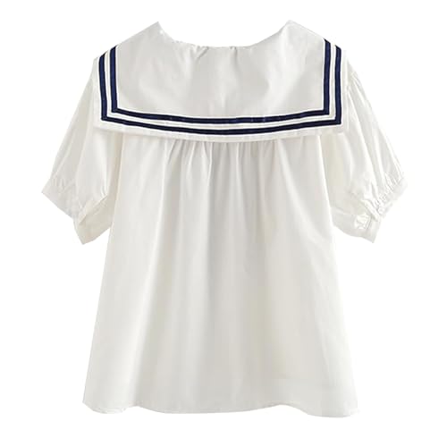 Women's JK Uniform Shirt Sailor Collar Necktie Loose Blouse Tops2