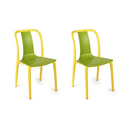 Image of Cello Cheer Chair Set Pack of 2 - Green, Yellow | Strong and Durable | Easy to Clean | Chair for Living Room, Bed Room, Kitchen, Office Room, Outdoor | 3 Years Warranty
