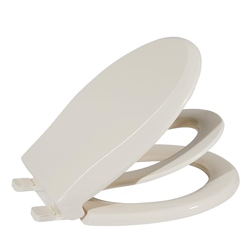 Toilet Seat, Round Toilet Seat with Toddler Seat Built in, Potty Training Toilet Seat Round Fits Both Adult and Child, with Slow Close and Magnets- Round Almond