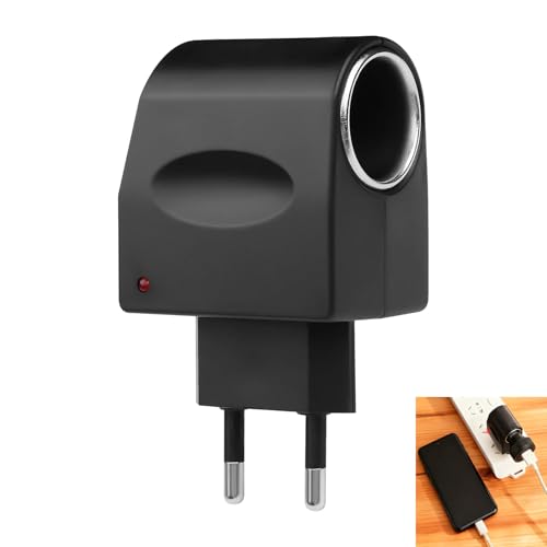 Adaptador Enchufe Coche 220V a 12V 500mA, Convertidor de CA a CC Coche, Convertidor Encendedor Coches, Transformador de Voltaje Portátil para GPS, Cámaras de Salpicadero, MP3 y Accesorios Electrónicos