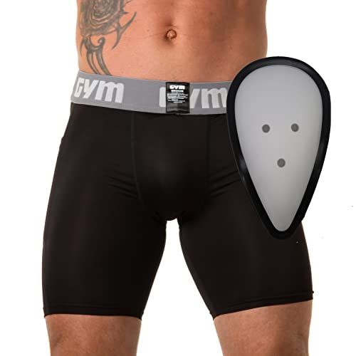 Gym Herren Sport Kompressionsshorts mit Cup-Tasche und Hartschale inklusive, schwarz, 4X-Groß Cover