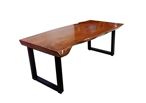 FixtureDisplays Solid Wood Modern Industrial Coffee Table, Black Metal FixtureDisplays Solid Wood Modern Industrial Coffee Table, Black Metal