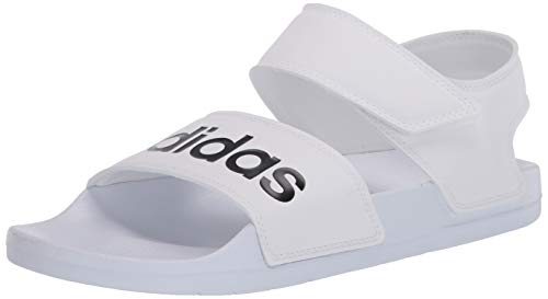 adidas Unisex Adilette Sandal Sneaker, White/Core Black/White, 10 US Men