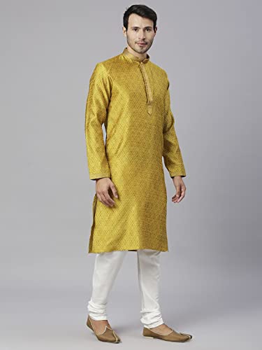 Image of Rajubhai Hargovindas Men's Jacquard Work Kurta Set