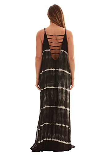 Image of Riviera Sun Women's Tie Dye Maxi Dress, Spaghetti Strap Open-Back Sundress and Beach Cover Up