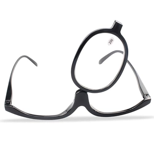 Gafas de maquillaje para mujer Lentes giratorias plegables Gafas ligeras de 200 grados Vidrio cosmético portátil de marco completo resistente a roturas