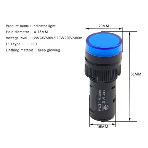 Voyant d'alerte LED 16mm blanc haute visibilité 110V pour sécurité réseau - 6
