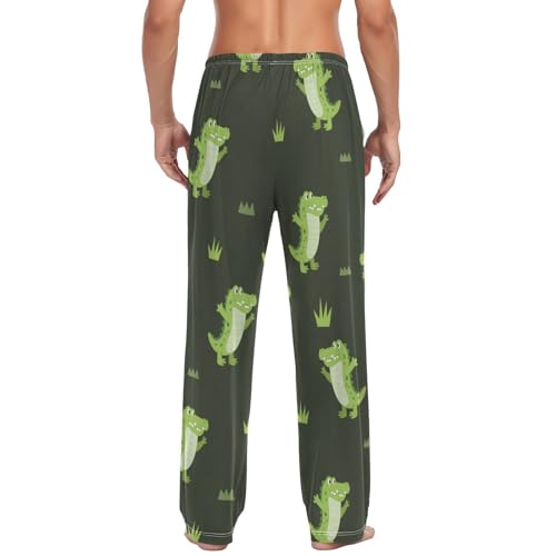 Cute Crocodile Pajama Pants Green Alligator AnimalsMen's Pajama Bottoms Lounge Sleepwear PJs Casual Sleep Pants L2