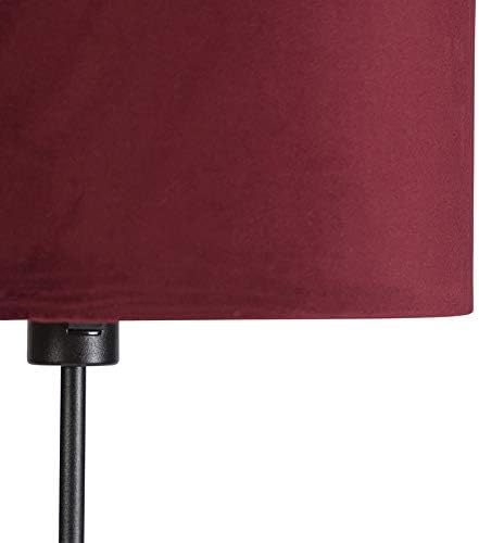 Qazqa QAZQA - Landelijk | Vintage | Rustiek Vloerlamp zwart met velours kap rood met goud 35 cm - Parte | Woonkamer | Slaapkamer - Staal Cilinder |Langwerpig |Rond - E27 Geschikt voor LED - Max. 1 x 60 Watt photo 3