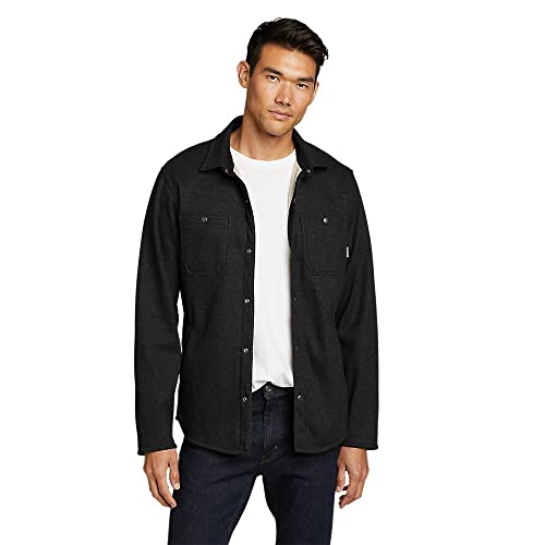 Eddie Bauer Men's Faux Shearling-Lined Thermal Shirt, Black, X