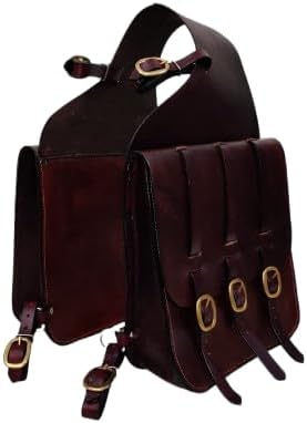 Cowhide Genuine Leather Western Equestrian Trail Simple Horse Saddle Bag Pack Equipment Horse Saddle Bags Tack Set Accessories Size: 10” L x 10” W x 3 ½” D inches' MO-SBAG-182