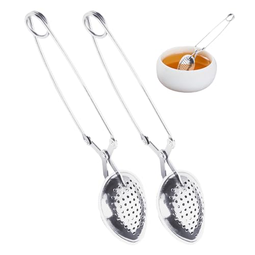 Lot de 2 Cuillères à Café en Acier Inoxydable Avec Long Manche - Passoire à Thé et Accessoires de Théière - Boules d'Épices